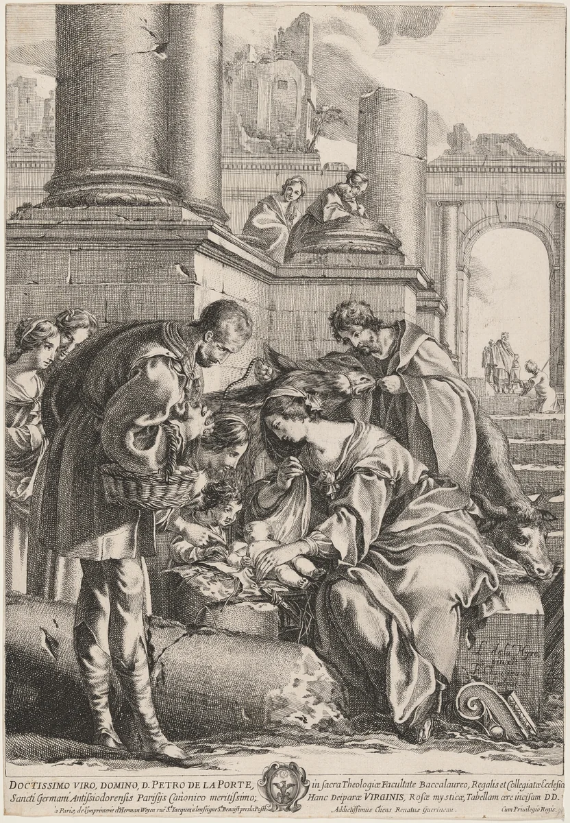 The Adoration of the Shepherds by François Chauveau; Laurent de La Hyre, print, 1640-1649