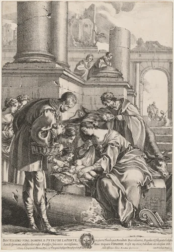 The Adoration of the Shepherds by François Chauveau; Laurent de La Hyre, print, 1640-1649