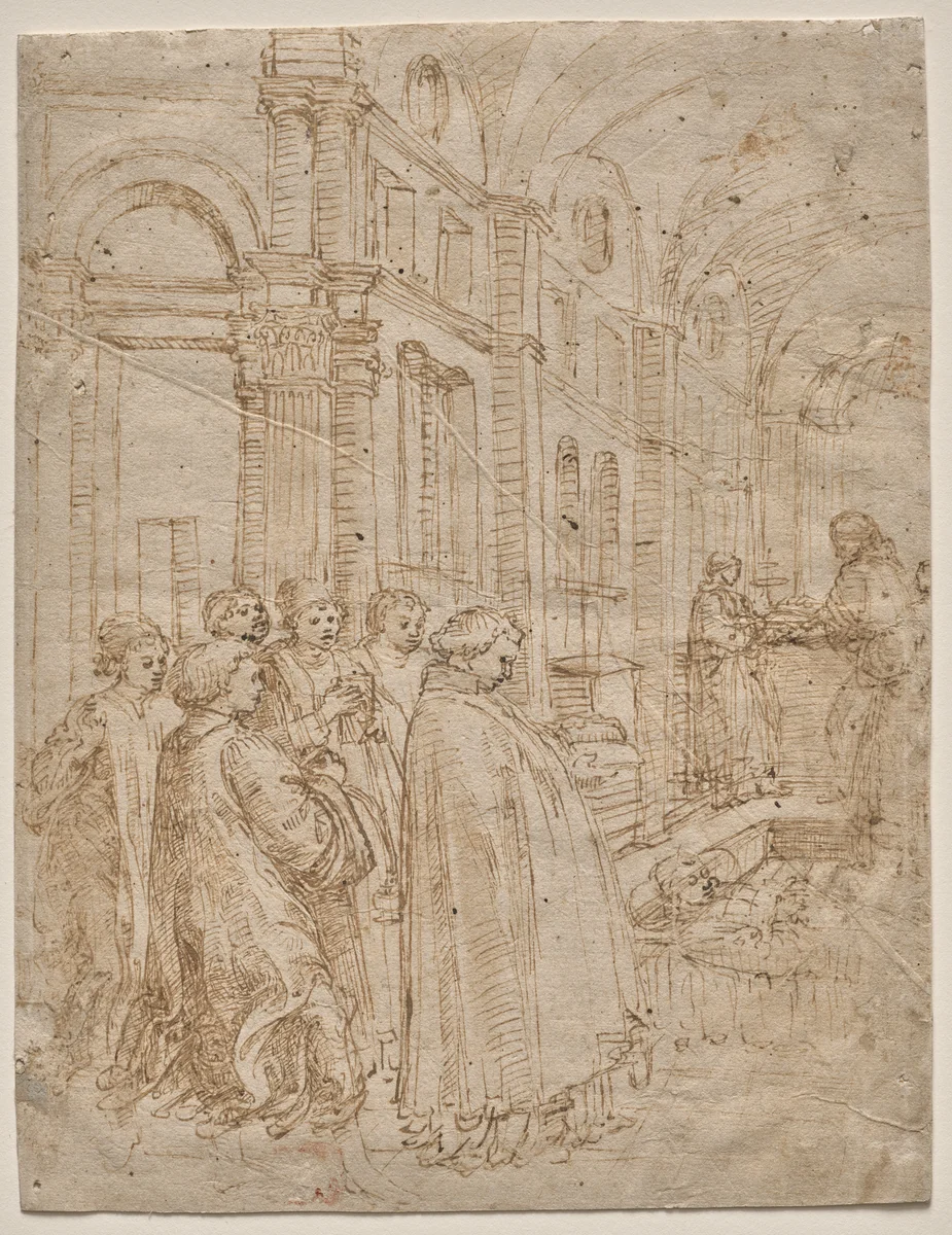The Funeral of Saint Stephen by Fra Filippo Lippi, drawing, 1455-1465