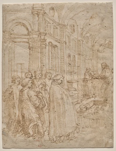 The Funeral of Saint Stephen by Fra Filippo Lippi, drawing, 1455-1465