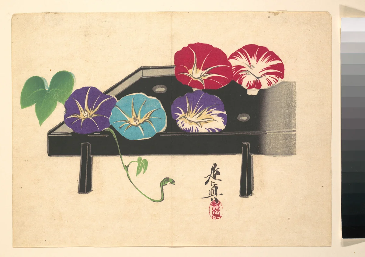 Morning Glories by Shibata Zeshin (柴田是真), print, 1850-1870