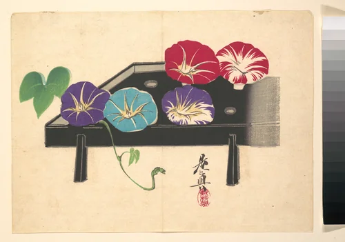 Morning Glories by Shibata Zeshin (柴田是真), print, 1850-1870