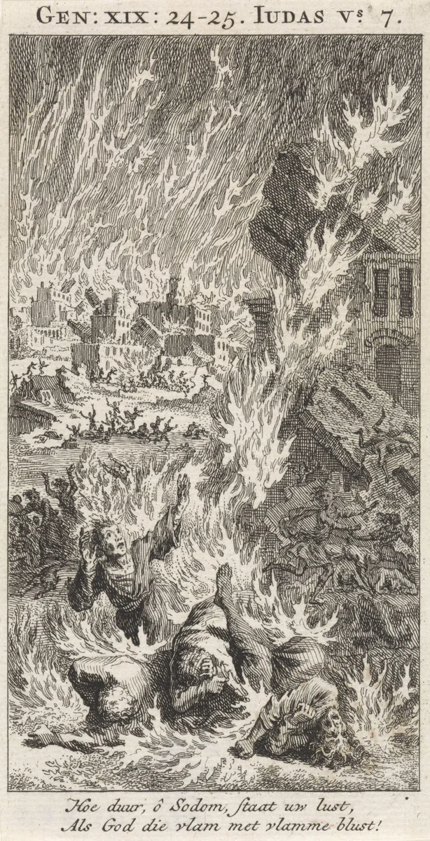 Vernietiging van Sodom by Jan Luyken, print, 1712