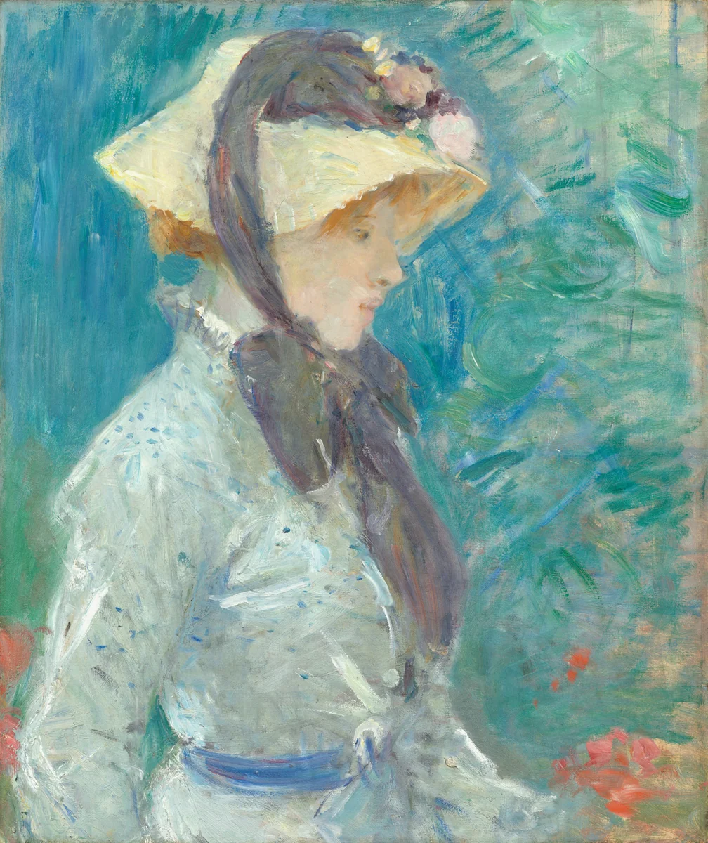 Young Woman with a Straw Hat by Berthe Morisot, painting, 1884