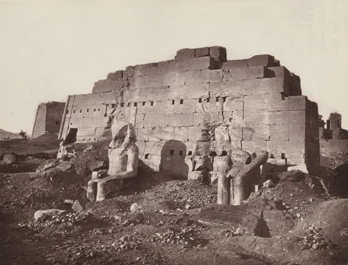 A Pylon, with Colossi by William de Wiveleslie Abney, photograph, 1876
