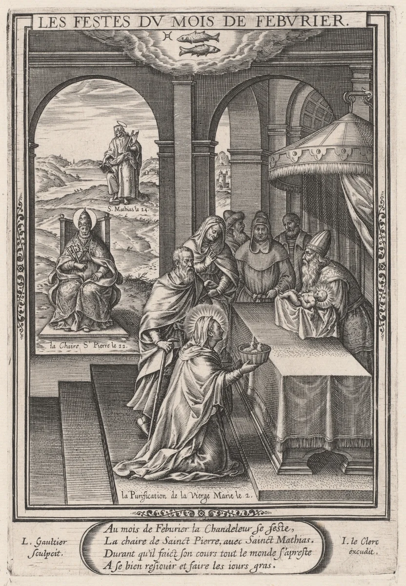 Les Festes du mois de Feburier (February: the Purification of the Virgin) by Léonard Gaultier; Jean Leclerc, print, 1603