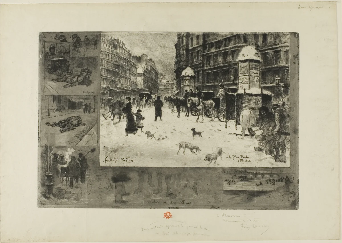 Winter in Paris by Félix Hilaire Buhot, print, 1879