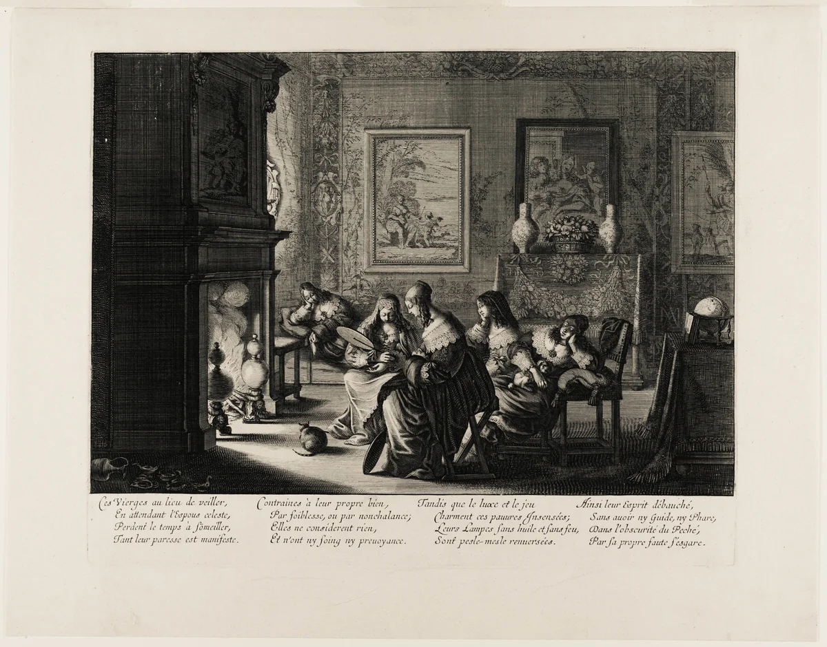 The Wise and Foolish Virgins, plate five by Abraham Bosse, print, 1635