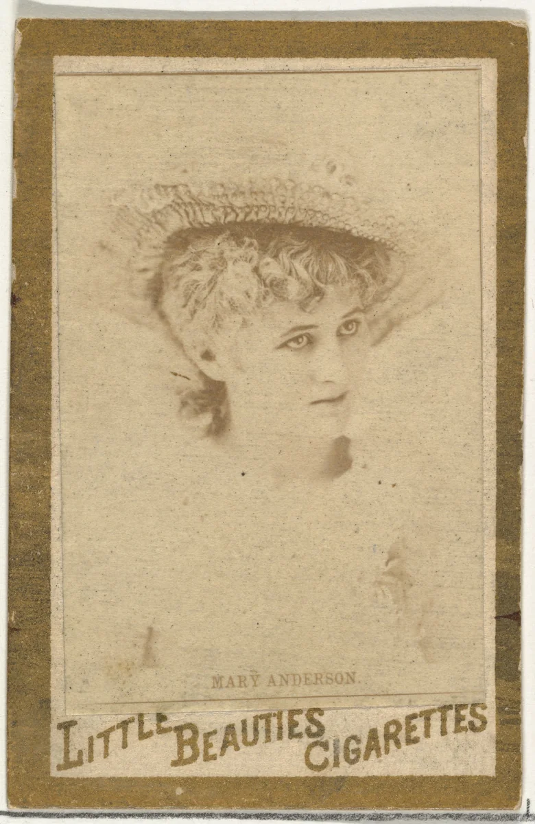 Mary Anderson, from the Actresses and Celebrities series (N60, Type 1) promoting Little Beauties Cigarettes for Allen & Ginter brand tobacco products by Allen & Ginter, photograph, 1887