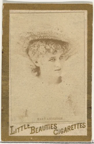 Mary Anderson, from the Actresses and Celebrities series (N60, Type 1) promoting Little Beauties Cigarettes for Allen & Ginter brand tobacco products by Allen & Ginter, photograph, 1887