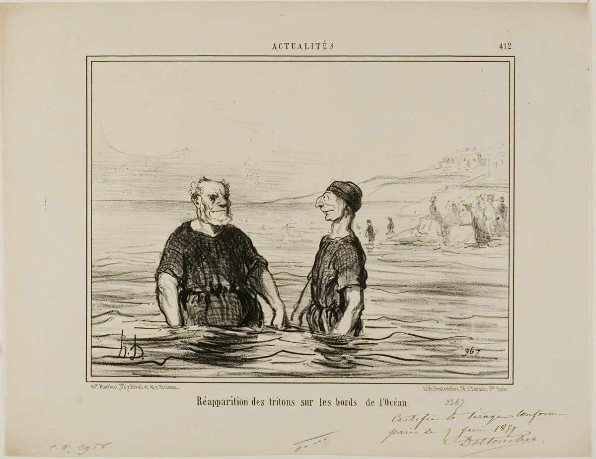 The Reappearance of the Tritons of the Sea, plate 412 from Actualités by Honoré-Victorin Daumier, print, 1857