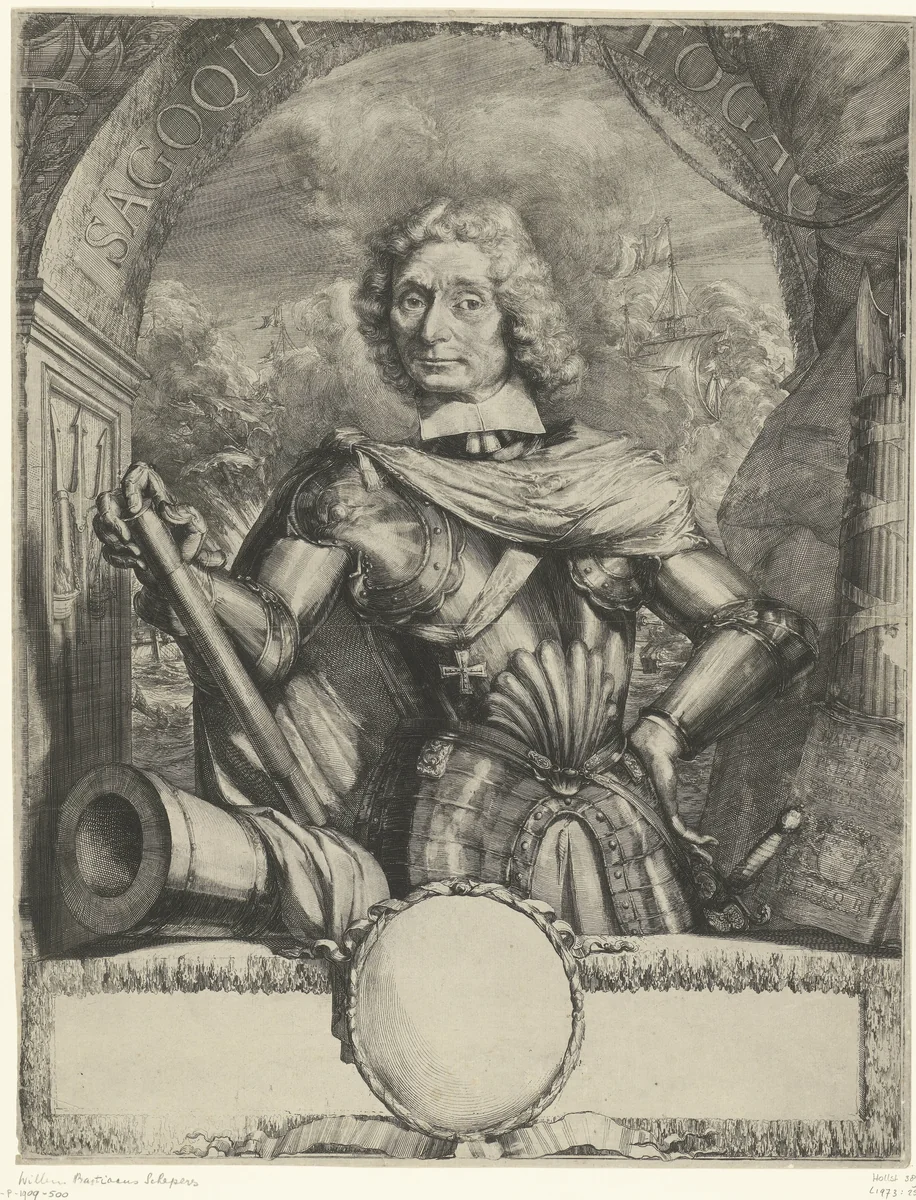 Portret van Willem Bastiaansz. Schepers by Romeyn de Hooghe, print, 1655-1704