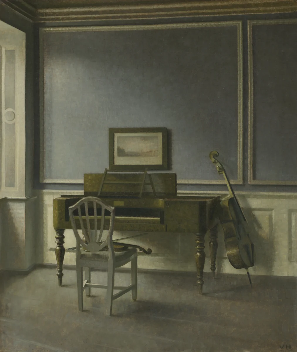 Interior. The Music Room, Strandgade 30 by Vilhelm Hammershøi, painting, 1907