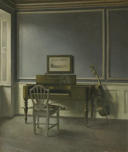 Interior. The Music Room, Strandgade 30 by Vilhelm Hammershøi, painting, 1907