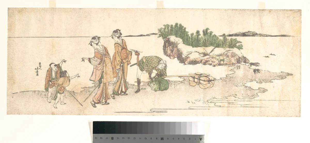 Women in a Landscape by Katsushika Hokusai (葛飾 北斎), print, 1760-1849
