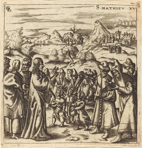 Christ Rebukes the Scribes and Pharisees by Léonard Gaultier, print, 1576-1580