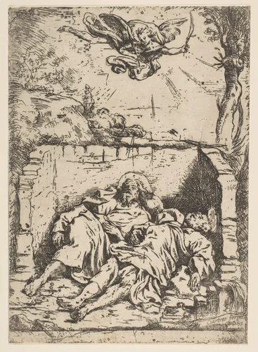Death of St. Peter and St. Paul (Saint Pierre et Saint Paul dans le tombeau) by Claude Vignon, print, 1600-1647