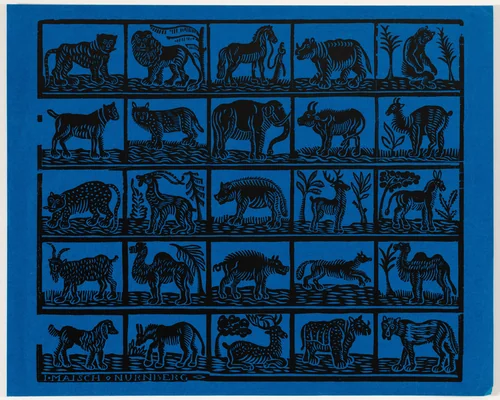 Endpaper with Animals by Johann Maisch, print, 1800-1849