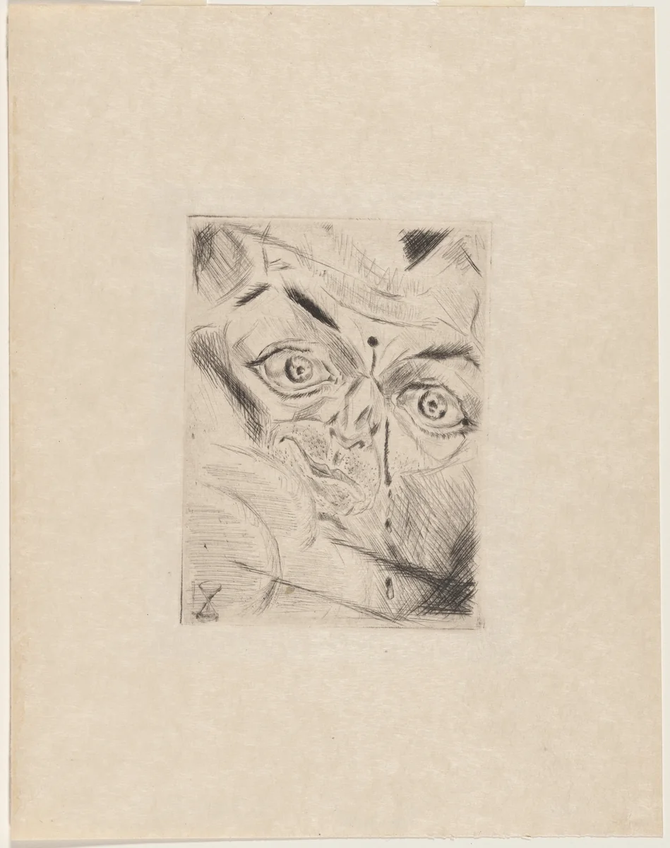 Peter with a Gunshot Wound in His Forehead by Walter Gramatté, print, 1918