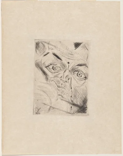 Peter with a Gunshot Wound in His Forehead by Walter Gramatté, print, 1918