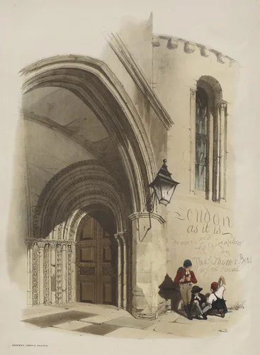 London As It Is: Doorway, Temple Church by Thomas Shotter Boys, book, 1842