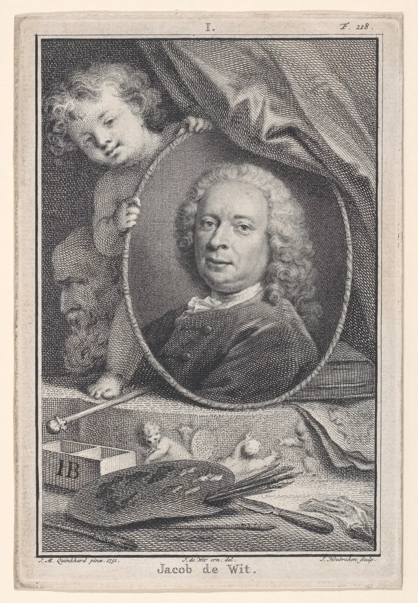 Portrait with Ornamental Embellishments by Jacob Houbraken, print, 1728-1751