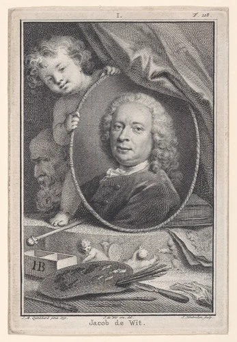 Portrait with Ornamental Embellishments by Jacob Houbraken, print, 1728-1751