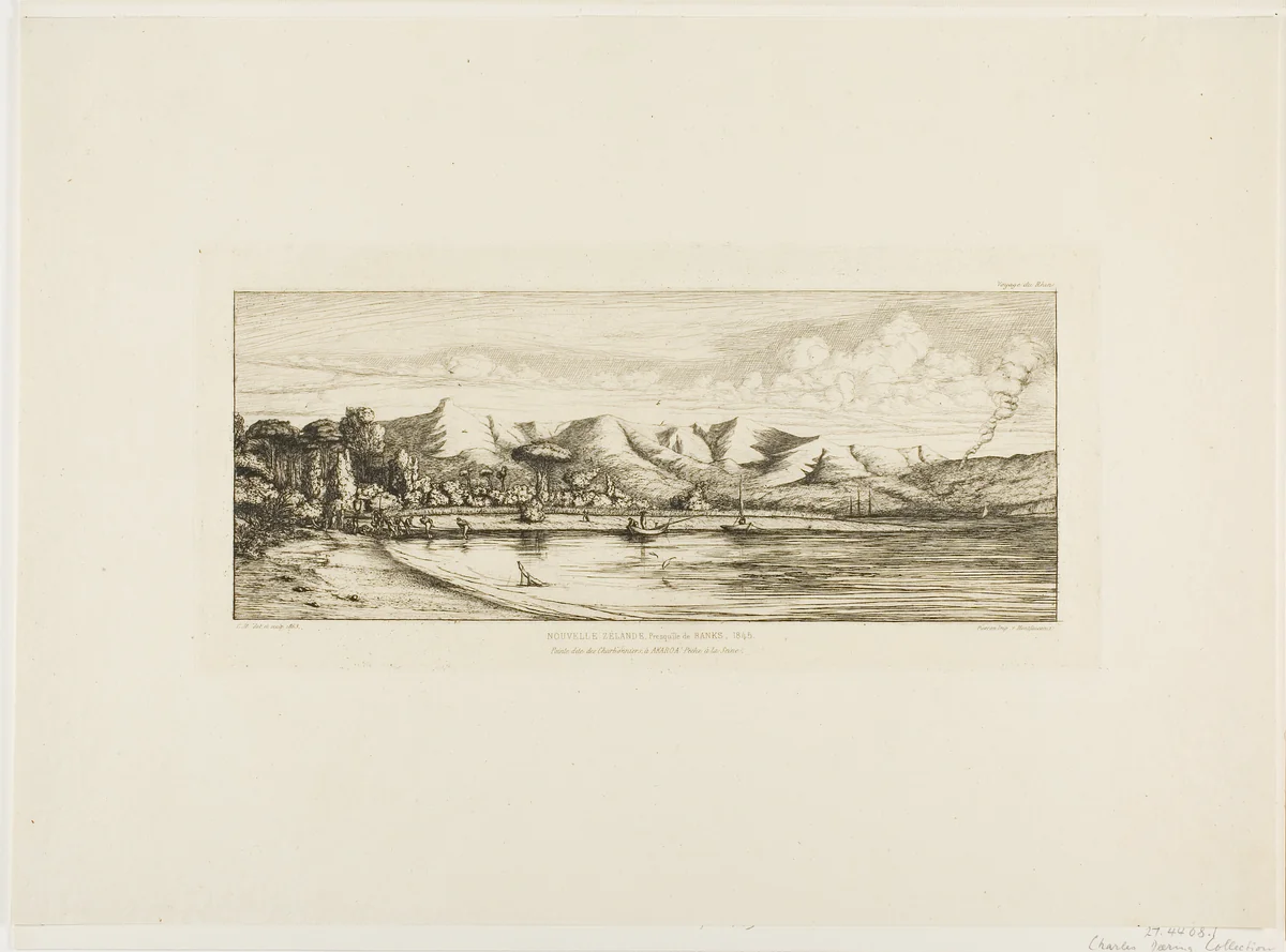 Seine Fishing off Collier's Point, Akaroa, Banks' Peninsula, 1845 by Charles Meryon, print, 1863