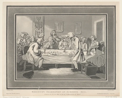 Roderick's Examination at Surgeon's Hall by Thomas Rowlandson, print, 1800