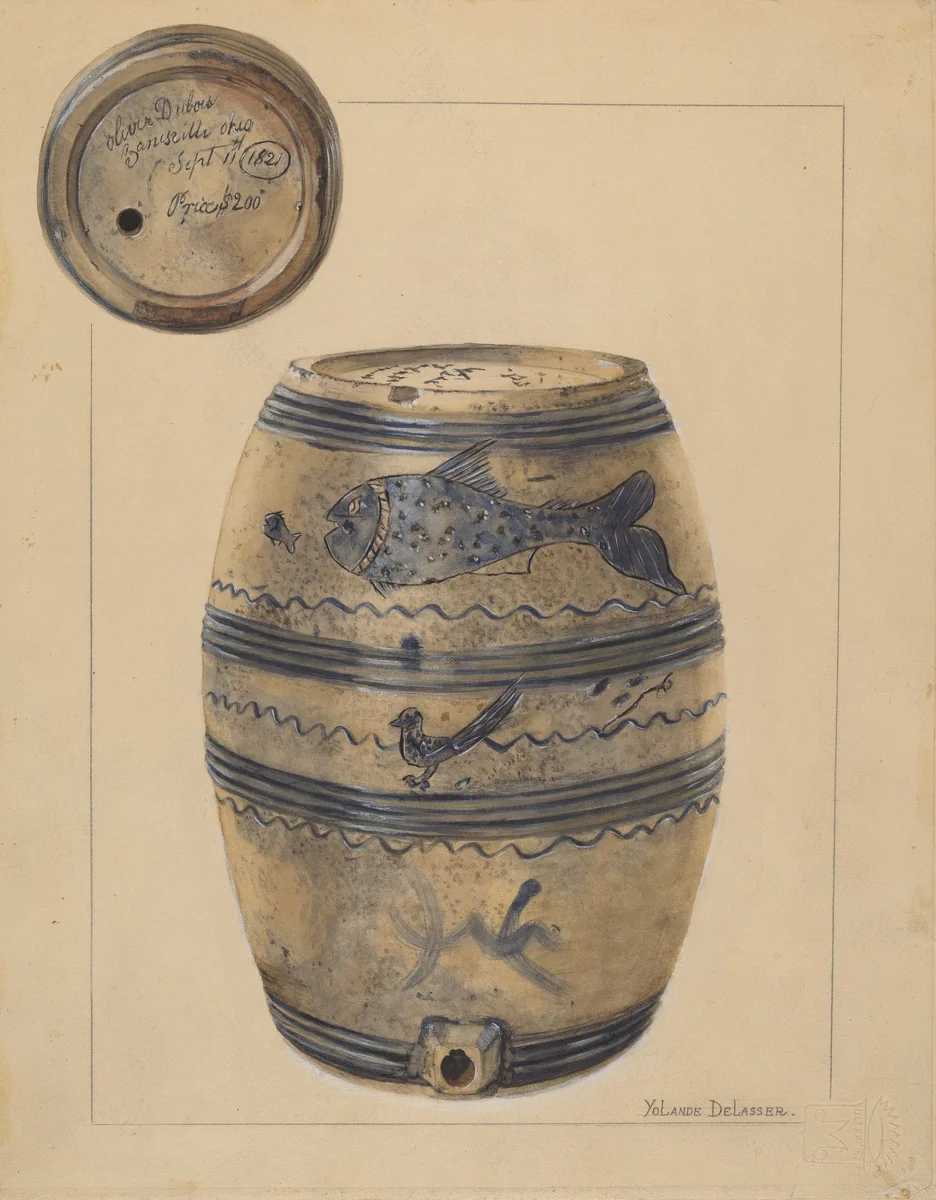 Wine Cask by Yolande Delasser, index of american design, 1936