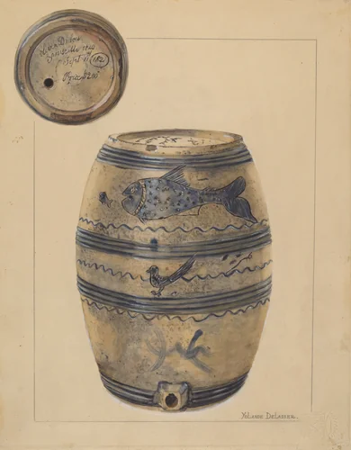 Wine Cask by Yolande Delasser, index of american design, 1936