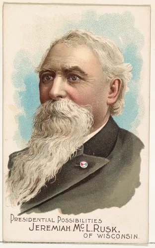 Jeremiah McL. Rusk of Wisconsin, from the Presidential Possibilities series (N124) issued by Duke Sons & Co. to promote Honest Long Cut Tobacco by W. Duke, Sons & Co., print, 1888
