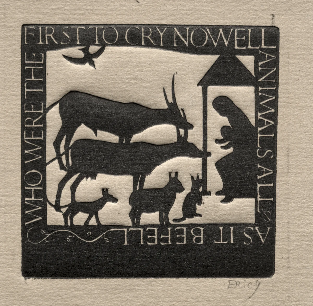 Animals All: Who Were the First to Cry Nowell? by Eric Gill, print, 1916