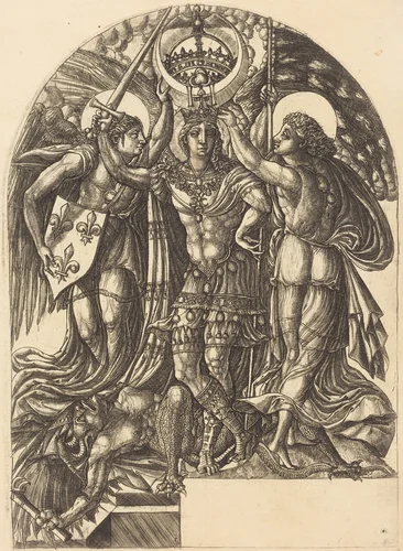 Henry II as the Victorious Saint Michael by Jean Duvet, print, 1548