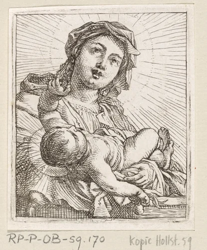 Madonna met kind by Cornelis Schut, print, 1618-1655
