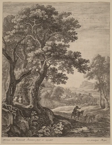 The Mule Driver by Herman van Swanevelt, print, 1600-1655