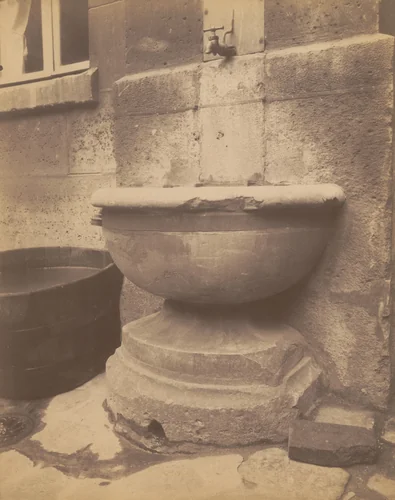 La Monnaies, ancien benitier de la chapelle by Eugène Atget, photograph, 1905