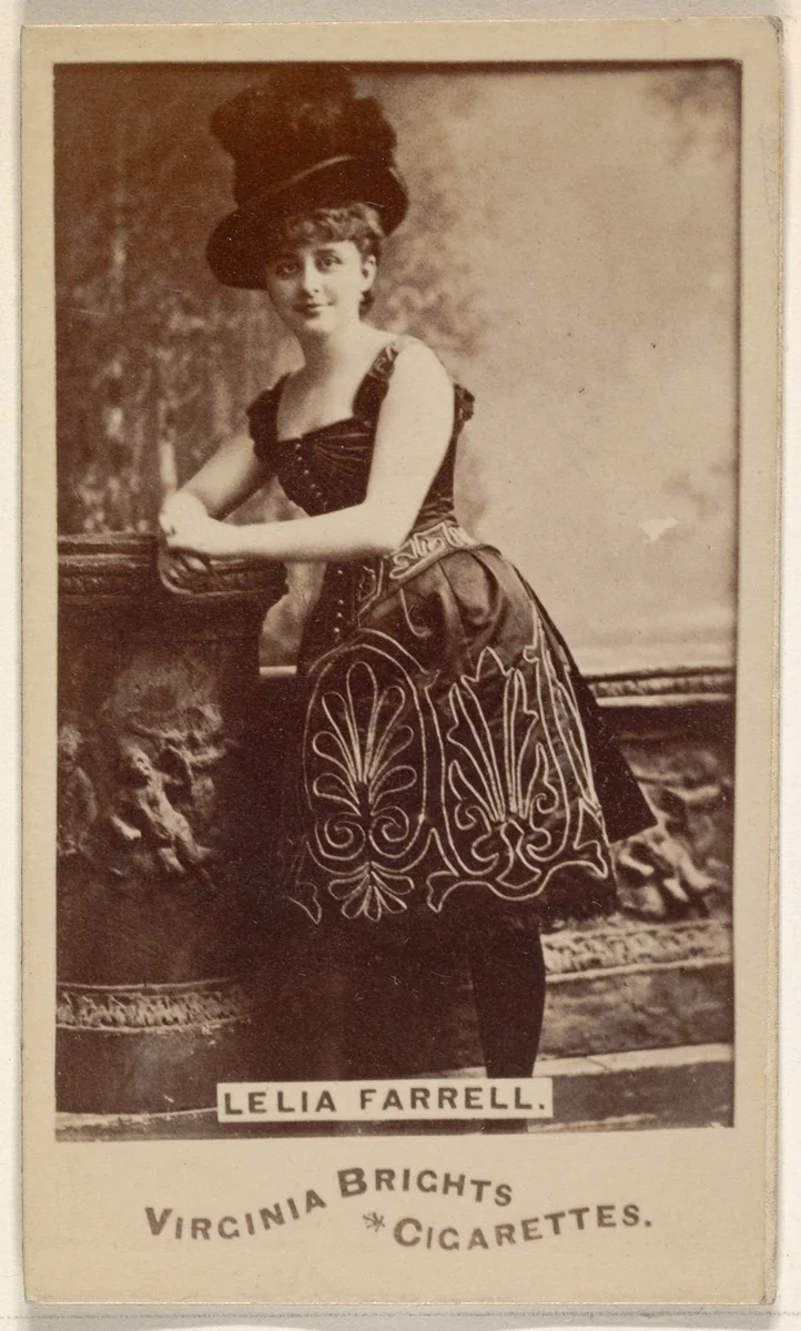 Lelia Farrell, from the Actors and Actresses series (N45, Type 6) for Virginia Brights Cigarettes by Allen & Ginter, photograph, 1885-1891