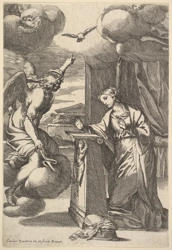 The Annunciation by Carlo Maratti, print, 1625-1713
