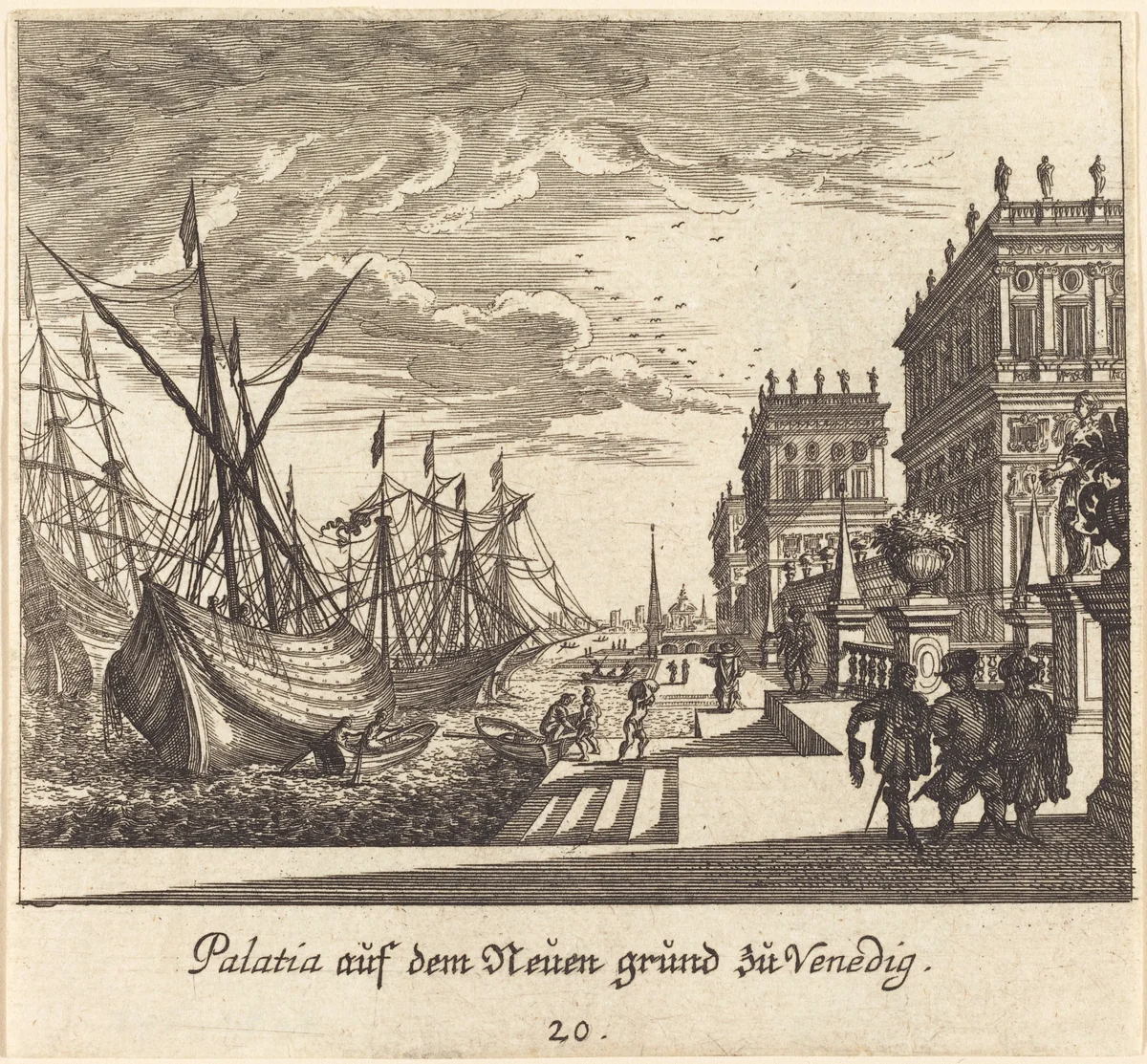 Palaces, Venice by Melchior Küsel; Johann Wilhelm Baur, print, 1681
