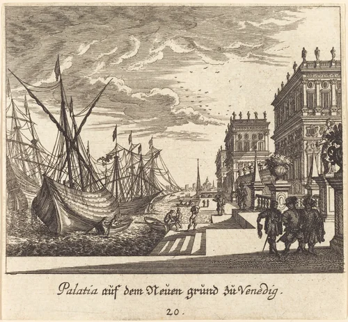 Palaces, Venice by Melchior Küsel; Johann Wilhelm Baur, print, 1681