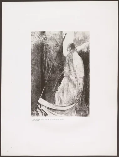 And Another Angel Came out of the Temple Which Is in Heaven, and He Also Having a Sharp Sickle (Et un autre ange sortit du temple qui est au ciel, ayant lui aussi une faucille tranchante) from Apocalypse of Saint John (Apocalypse de Saint-Jean) by Odilon Redon, print, 1899