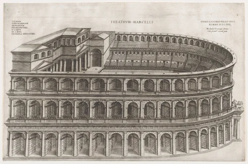 Theater of Marcellus, from "Speculum Romanae Magnificentiae" by Pirro Ligorio, print, 1530-1580