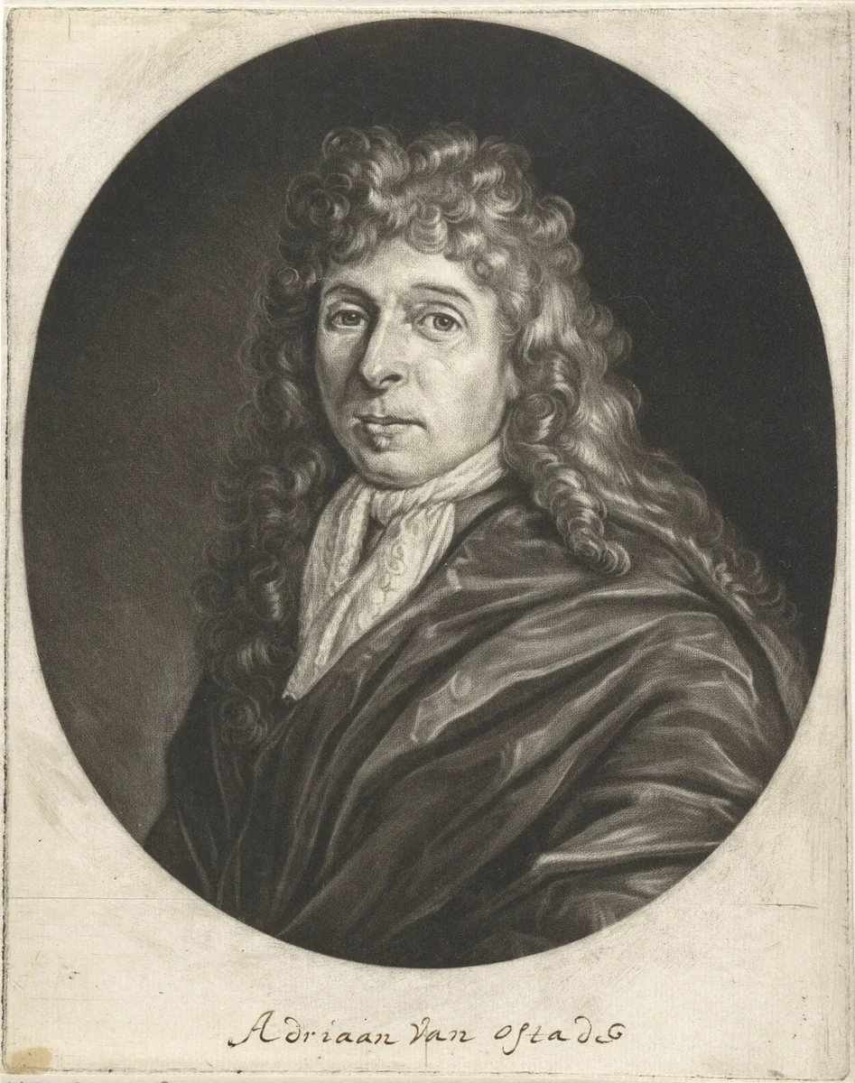 Portret van Adriaen van Ostade by Jacob Gole, print, 1685