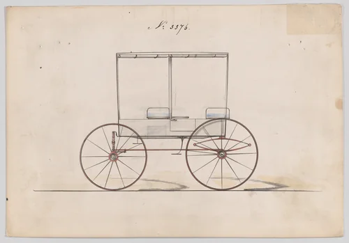 Design for 6 seat Rockaway, no. 3376 by Brewster & Co., drawing, 1877