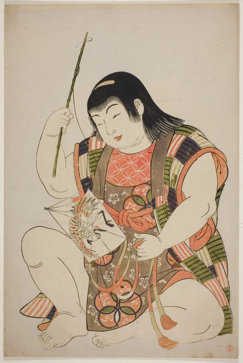 Boy as Hotei, from an untitled series of children as the Seven Gods of Good Fortune by Kitao Shigemasa (北尾重政), print, 1780-1789