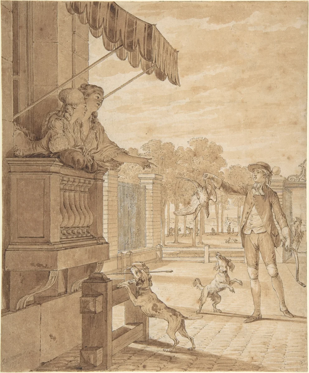 The Wager Won by Jean Michel Moreau le Jeune, drawing, 1778
