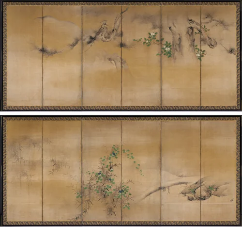 Winter and Summer Flowers by Kaihō Yūshō, painting, 1595-1605