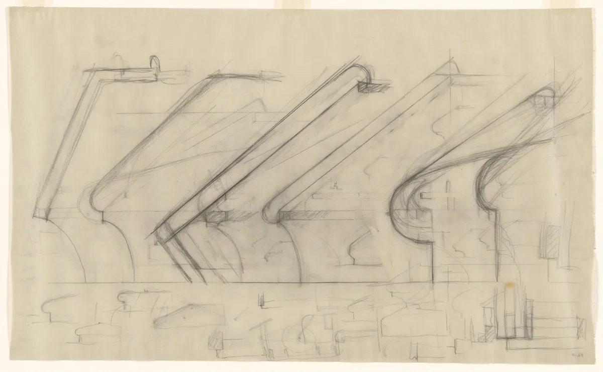 Design for Telefunken Record Player, Elevations by Lilly Reich, mies van der rohe archive, 1937