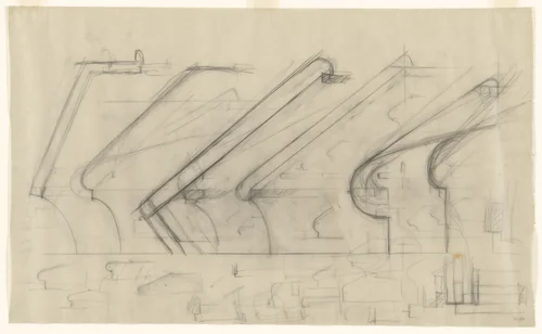 Design for Telefunken Record Player, Elevations by Lilly Reich, mies van der rohe archive, 1937